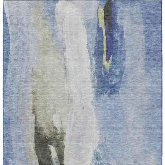 Denim Blue And Gray Abstract Washable Indoor Outdoor Area Rug Photo 9