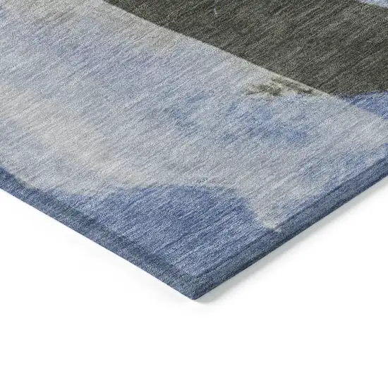 Denim Blue And Gray Abstract Washable Indoor Outdoor Area Rug Photo 8