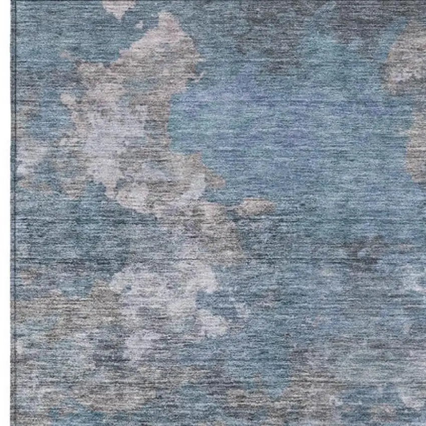 Denim Blue And Gray Abstract Washable Indoor Outdoor Area Rug Photo 3