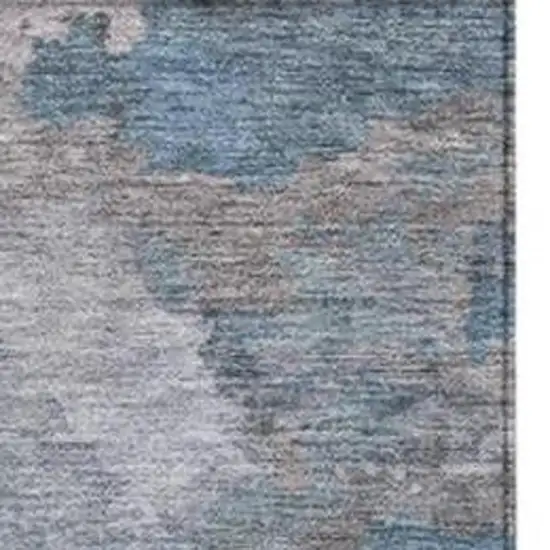 Denim Blue And Gray Abstract Washable Indoor Outdoor Area Rug Photo 3
