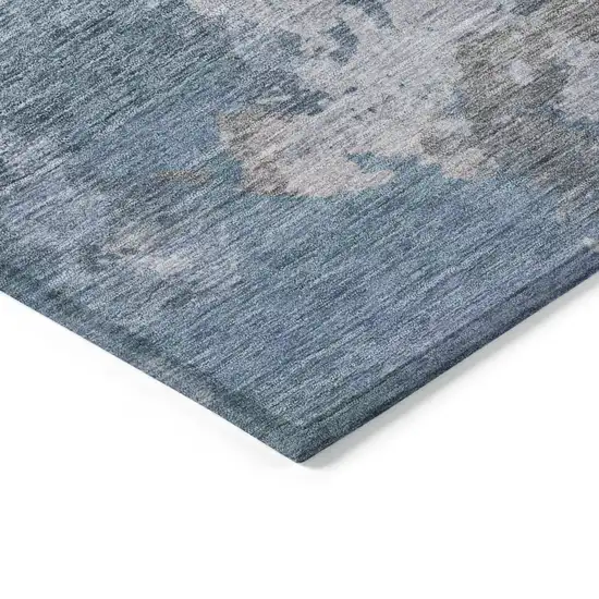 Denim Blue And Gray Abstract Washable Indoor Outdoor Area Rug Photo 9