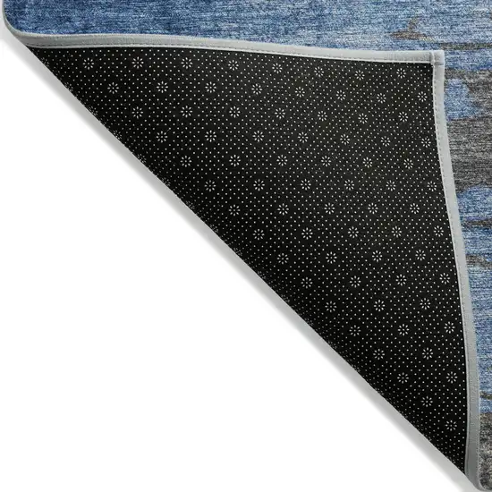 Denim Blue And Gray Abstract Washable Indoor Outdoor Area Rug Photo 9