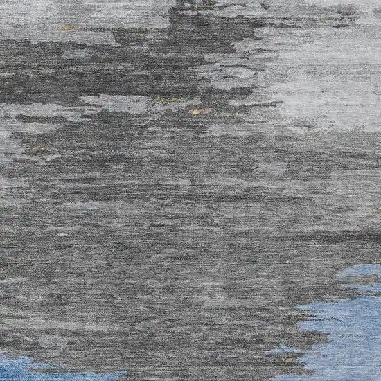 Denim Blue And Gray Abstract Washable Indoor Outdoor Area Rug Photo 4