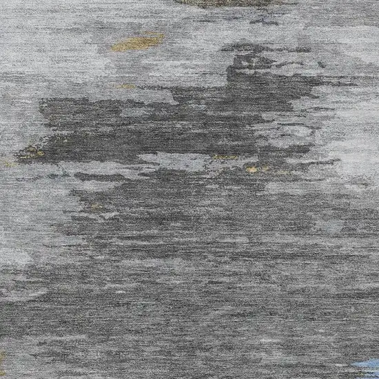 Denim Blue And Gray Abstract Washable Indoor Outdoor Area Rug Photo 6