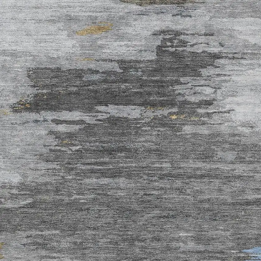 Denim Blue And Gray Abstract Washable Indoor Outdoor Area Rug Photo 6