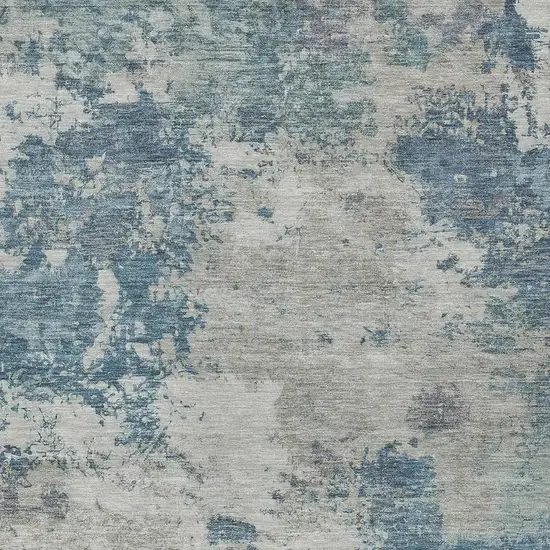 Denim Blue And Gray Abstract Washable Indoor Outdoor Area Rug Photo 3