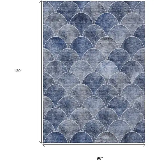 Denim Blue And Gray Abstract Washable Indoor Outdoor Area Rug Photo 3
