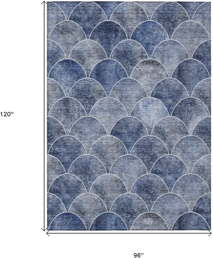 Denim Blue And Gray Abstract Washable Indoor Outdoor Area Rug Photo 3