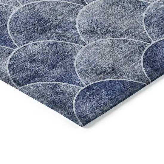 Denim Blue And Gray Abstract Washable Indoor Outdoor Area Rug Photo 5