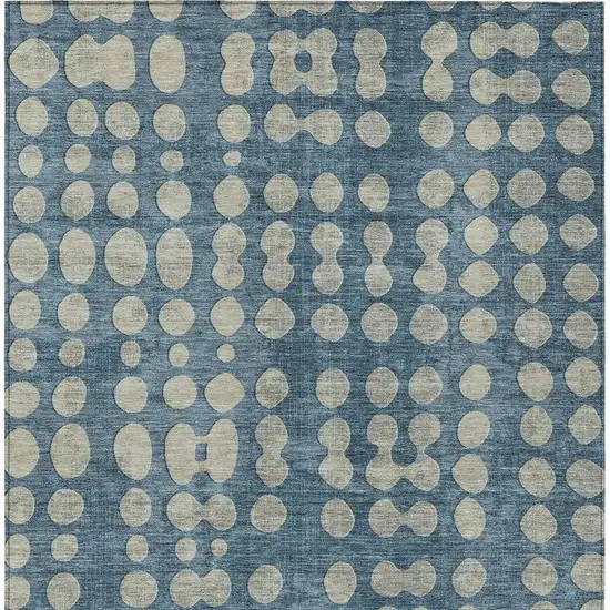 Denim Blue And Gray Abstract Washable Indoor Outdoor Area Rug Photo 7