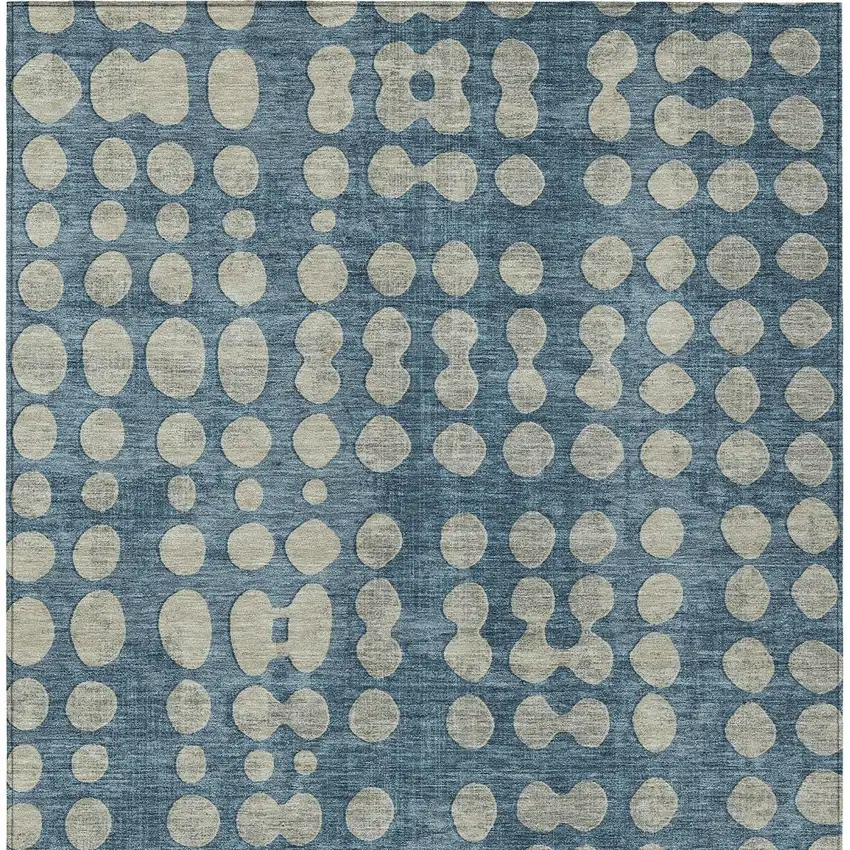 Denim Blue And Gray Abstract Washable Indoor Outdoor Area Rug Photo 7