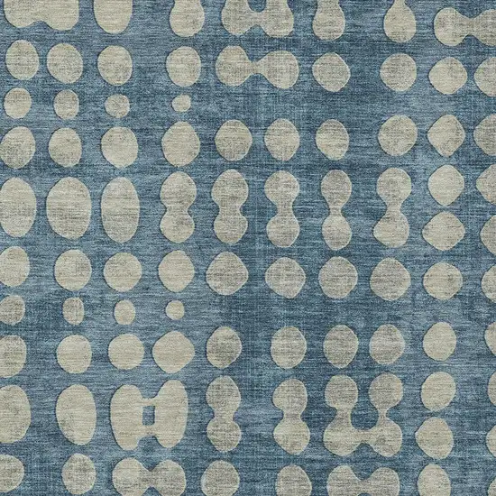 Denim Blue And Gray Abstract Washable Indoor Outdoor Area Rug Photo 6