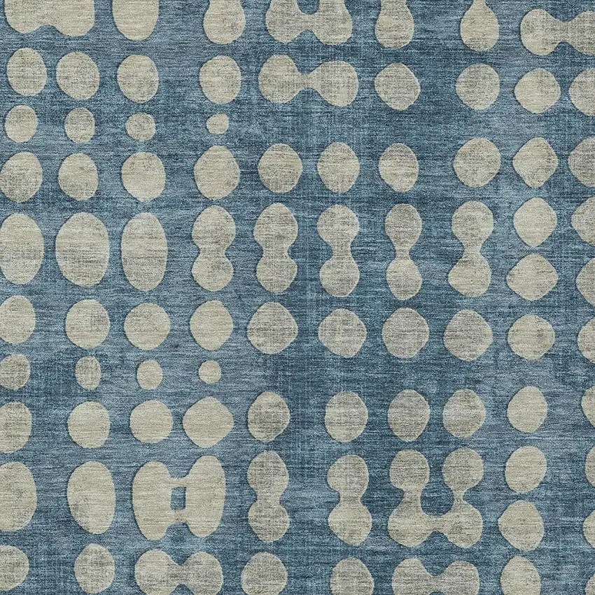Denim Blue And Gray Abstract Washable Indoor Outdoor Area Rug Photo 6
