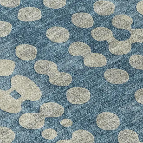 Denim Blue And Gray Abstract Washable Indoor Outdoor Area Rug Photo 8
