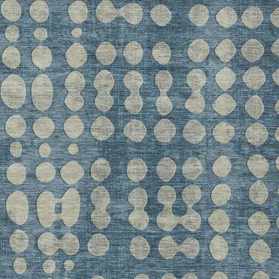 Denim Blue And Gray Abstract Washable Indoor Outdoor Area Rug Photo 6