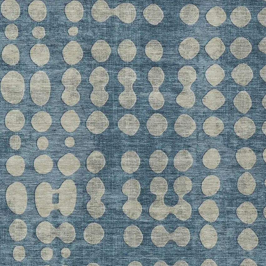 Denim Blue And Gray Abstract Washable Indoor Outdoor Area Rug Photo 6