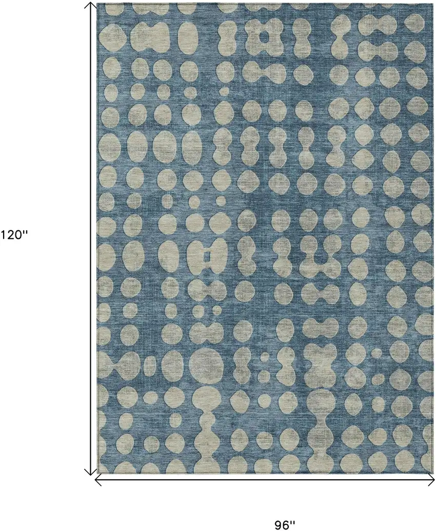 Denim Blue And Gray Abstract Washable Indoor Outdoor Area Rug Photo 3