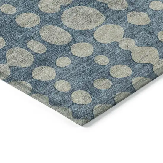 Denim Blue And Gray Abstract Washable Indoor Outdoor Area Rug Photo 5