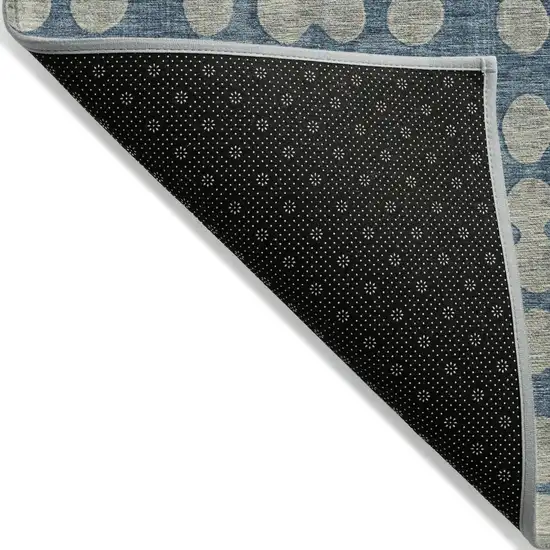 Denim Blue And Gray Abstract Washable Indoor Outdoor Area Rug Photo 4
