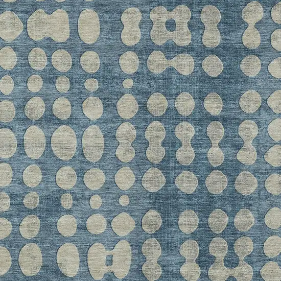 Denim Blue And Gray Abstract Washable Indoor Outdoor Area Rug Photo 6