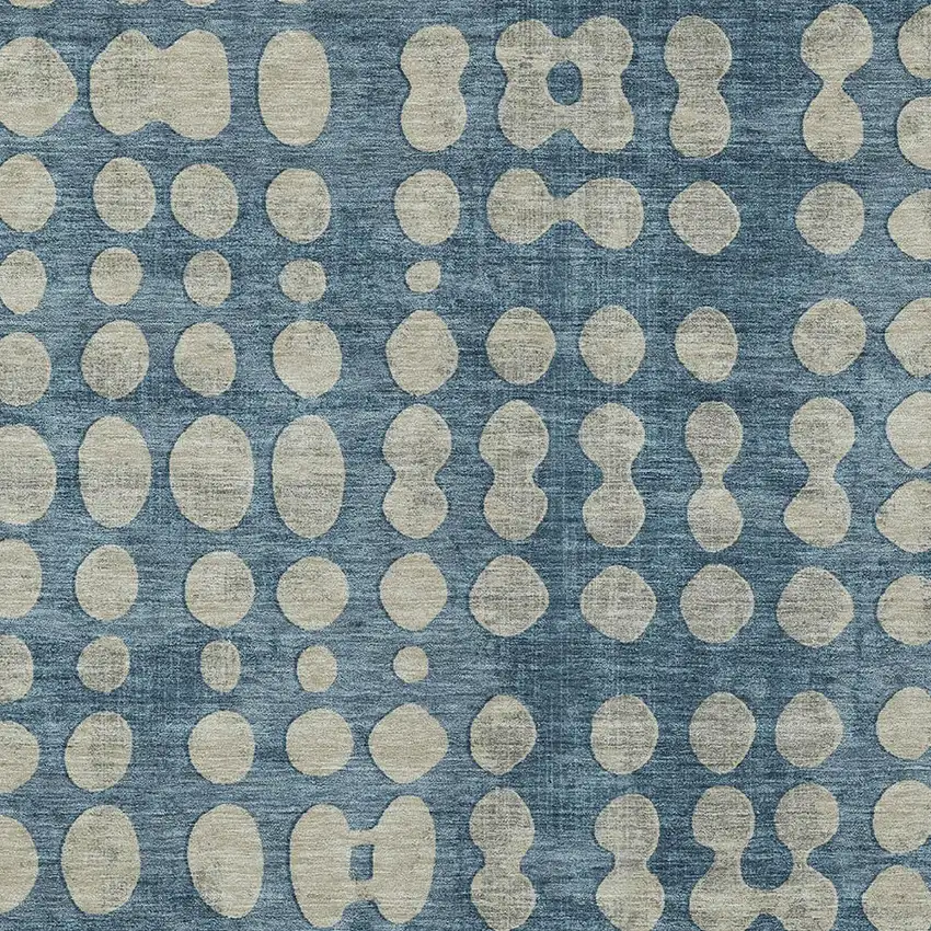 Denim Blue And Gray Abstract Washable Indoor Outdoor Area Rug Photo 6