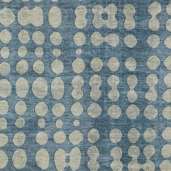 Denim Blue And Gray Abstract Washable Indoor Outdoor Area Rug Photo 6