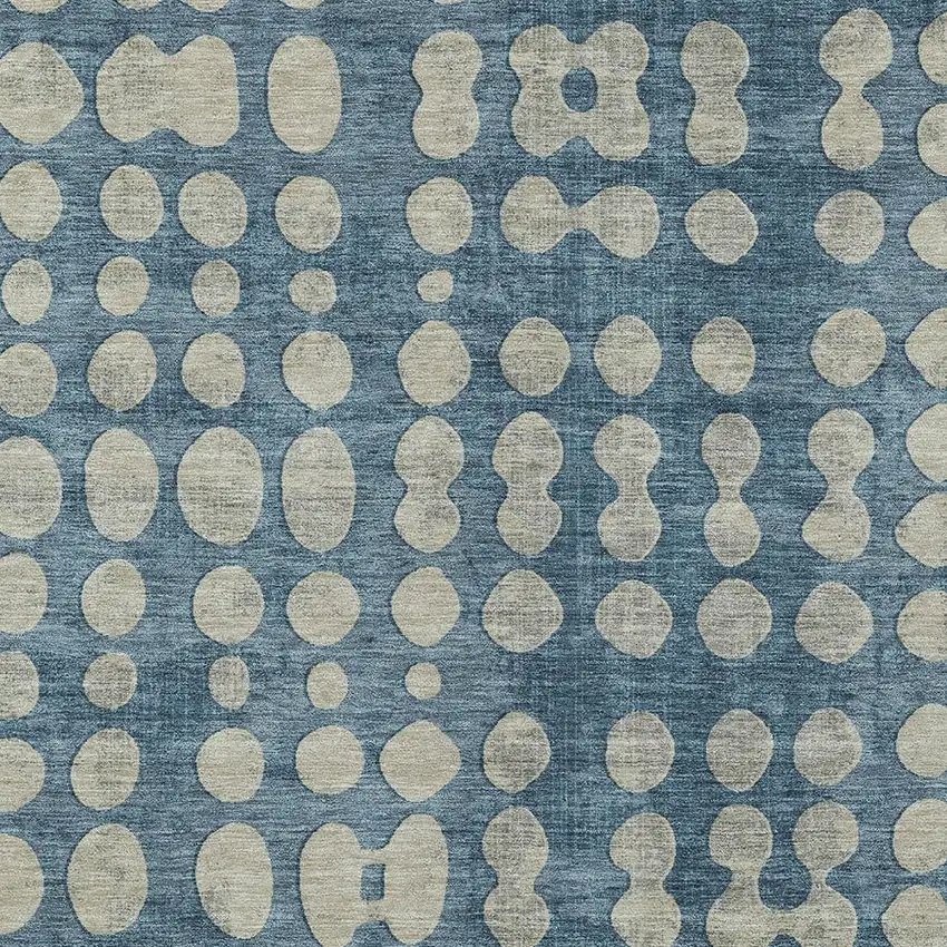 Denim Blue And Gray Abstract Washable Indoor Outdoor Area Rug Photo 6