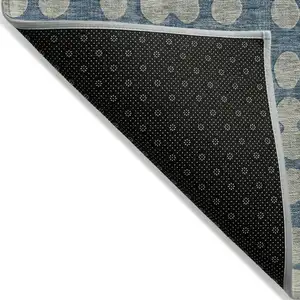 Photo of Denim Blue And Gray Abstract Washable Indoor Outdoor Area Rug