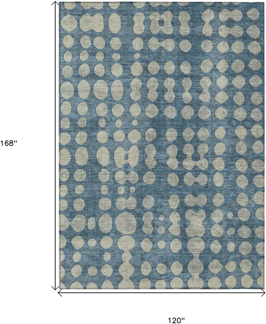 Denim Blue And Gray Abstract Washable Indoor Outdoor Area Rug Photo 3