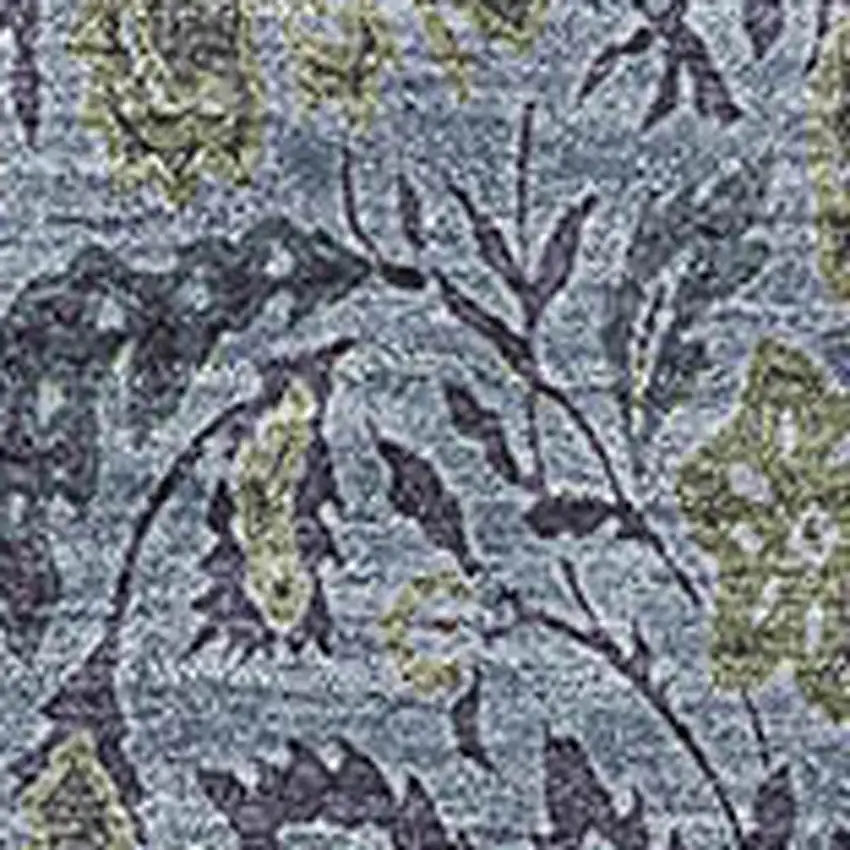 Denim Blue And Gray Floral Washable Area Rug With UV Protection Photo 2
