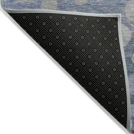 Denim Blue And Gray Floral Washable Indoor Outdoor Area Rug Photo 8