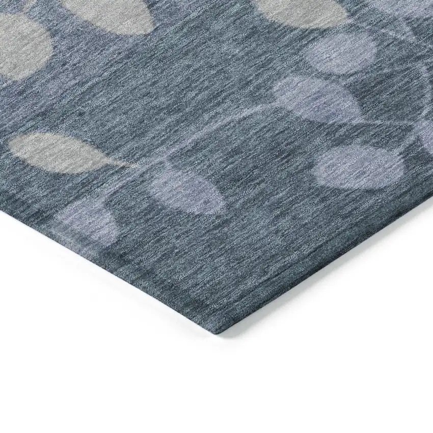 Denim Blue And Gray Floral Washable Indoor Outdoor Area Rug Photo 7
