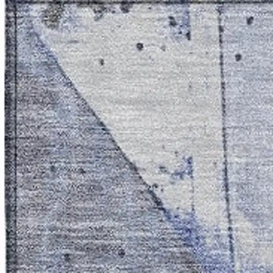 Denim Blue And Gray Geometric Washable Indoor Outdoor Area Rug Photo 3