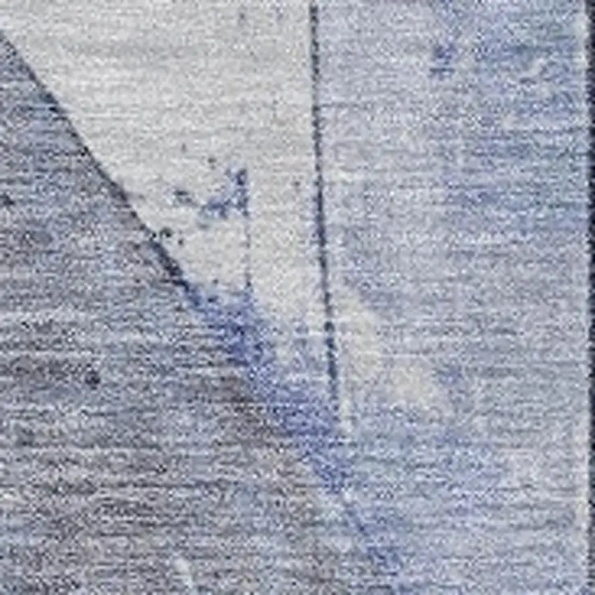 Denim Blue And Gray Geometric Washable Indoor Outdoor Area Rug Photo 3