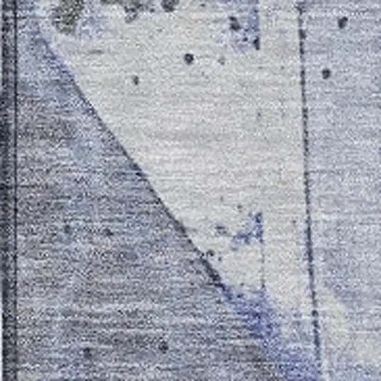 Denim Blue And Gray Geometric Washable Indoor Outdoor Area Rug Photo 3