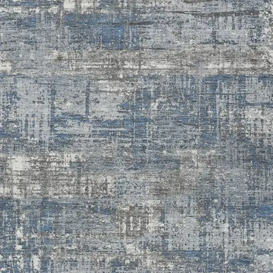 Denim Blue And Gray Geometric Washable Indoor Outdoor Area Rug Photo 7