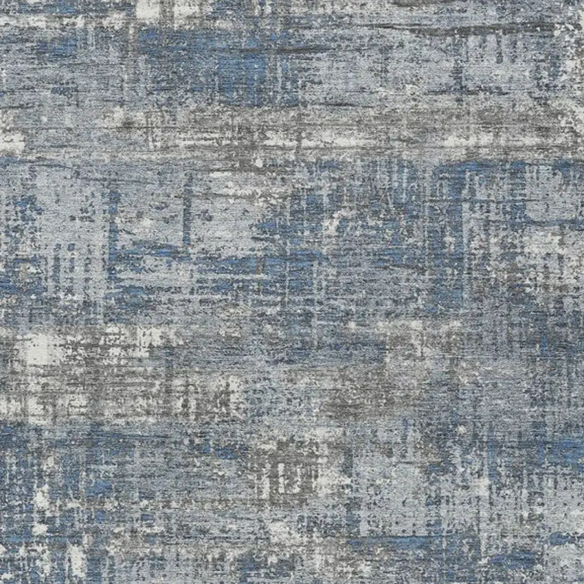 Denim Blue And Gray Geometric Washable Indoor Outdoor Area Rug Photo 7