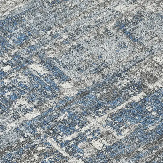 Denim Blue And Gray Geometric Washable Indoor Outdoor Area Rug Photo 9
