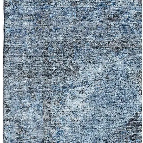 Denim Blue And Gray Medallion Washable Area Rug With UV Protection Photo 4