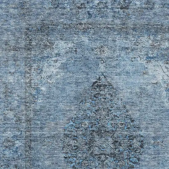 Denim Blue And Gray Medallion Washable Indoor Outdoor Area Rug Photo 3