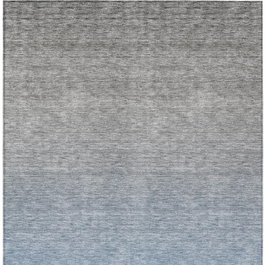 Denim Blue And Gray Ombre Washable Indoor Outdoor Area Rug Photo 7