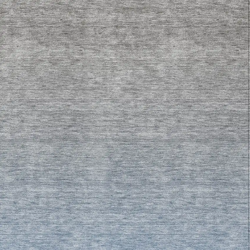 Denim Blue And Gray Ombre Washable Indoor Outdoor Area Rug Photo 6