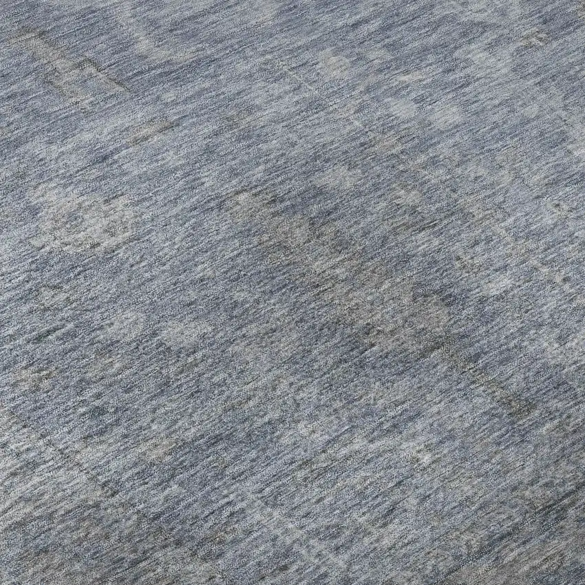 Denim Blue And Gray Oriental Washable Area Rug With UV Protection Photo 9