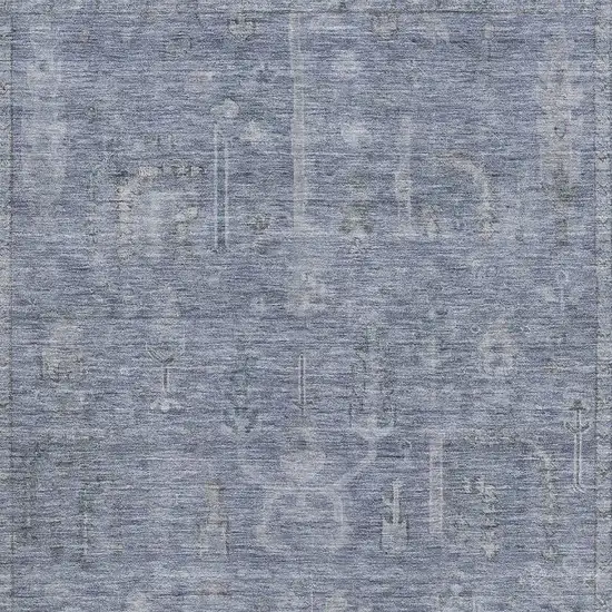 Denim Blue And Gray Oriental Washable Area Rug With UV Protection Photo 2