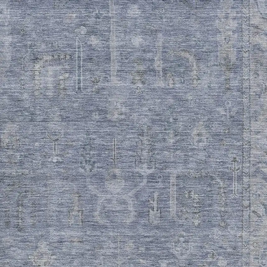 Denim Blue And Gray Oriental Washable Area Rug With UV Protection Photo 2
