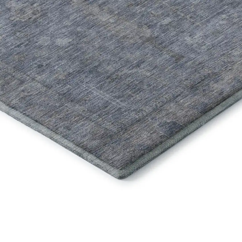 Denim Blue And Gray Oriental Washable Area Rug With UV Protection Photo 7
