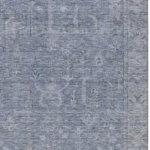 Photo of Denim Blue And Gray Oriental Washable Indoor Outdoor Area Rug