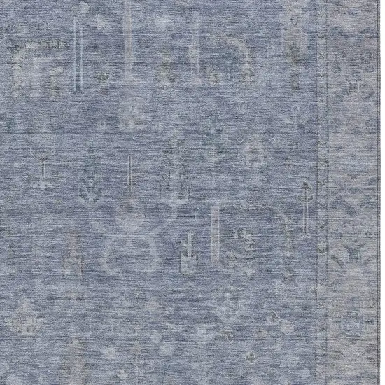 Denim Blue And Gray Oriental Washable Indoor Outdoor Area Rug Photo 5