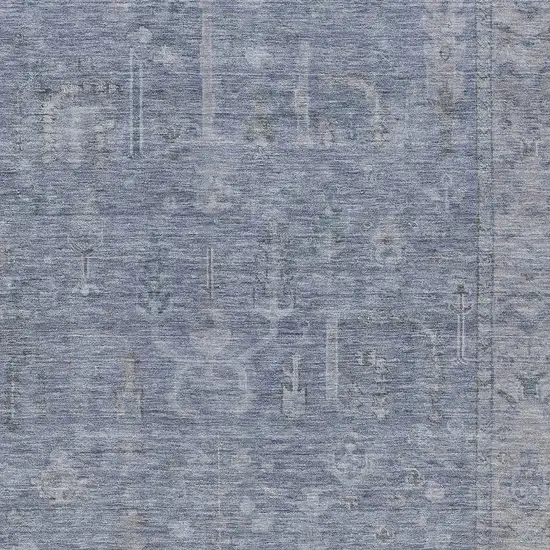 Denim Blue And Gray Oriental Washable Indoor Outdoor Area Rug Photo 5