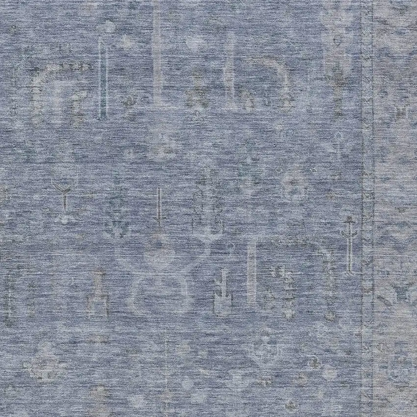 Denim Blue And Gray Oriental Washable Indoor Outdoor Area Rug Photo 5